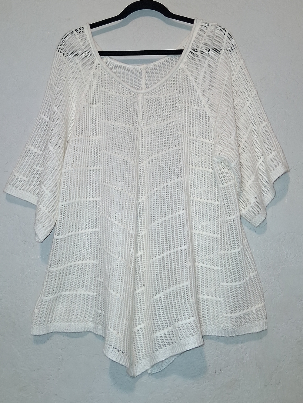 Cover‎ Up Open Knit Kimono Boho Crochet Ivory Coasral Swimsuit Sz18 (1X)